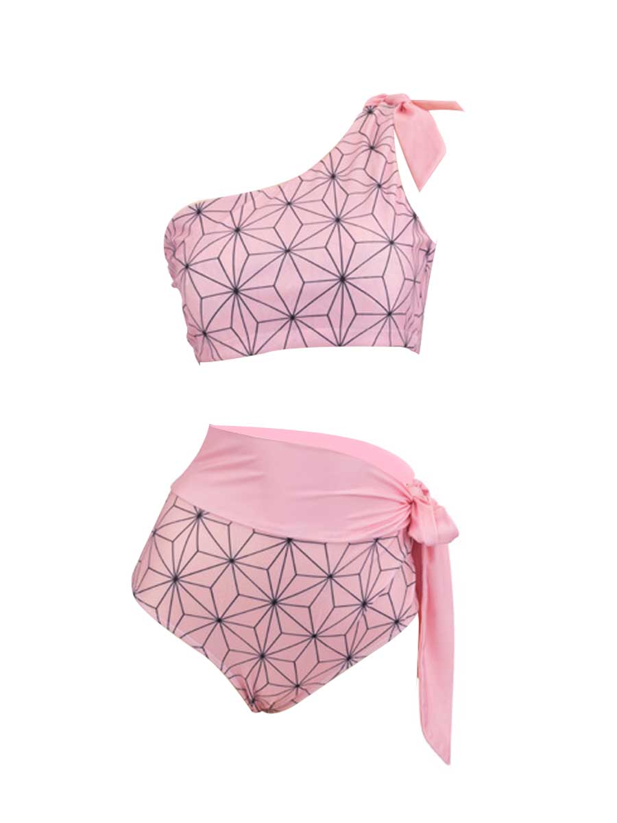 One Shoulder High Waisted Bathing Suit