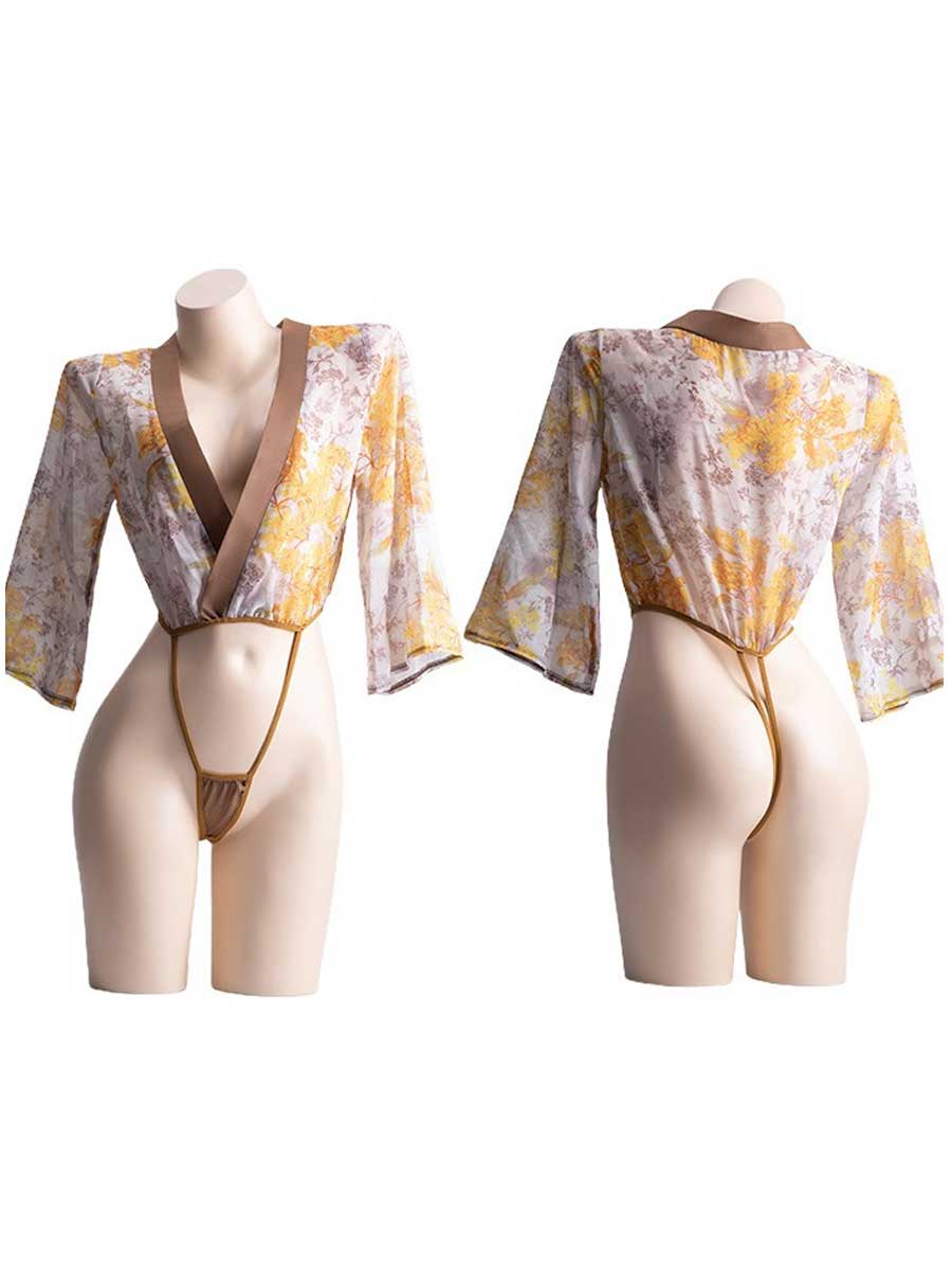 Two Piece Kimono Style Teddy Lingerie