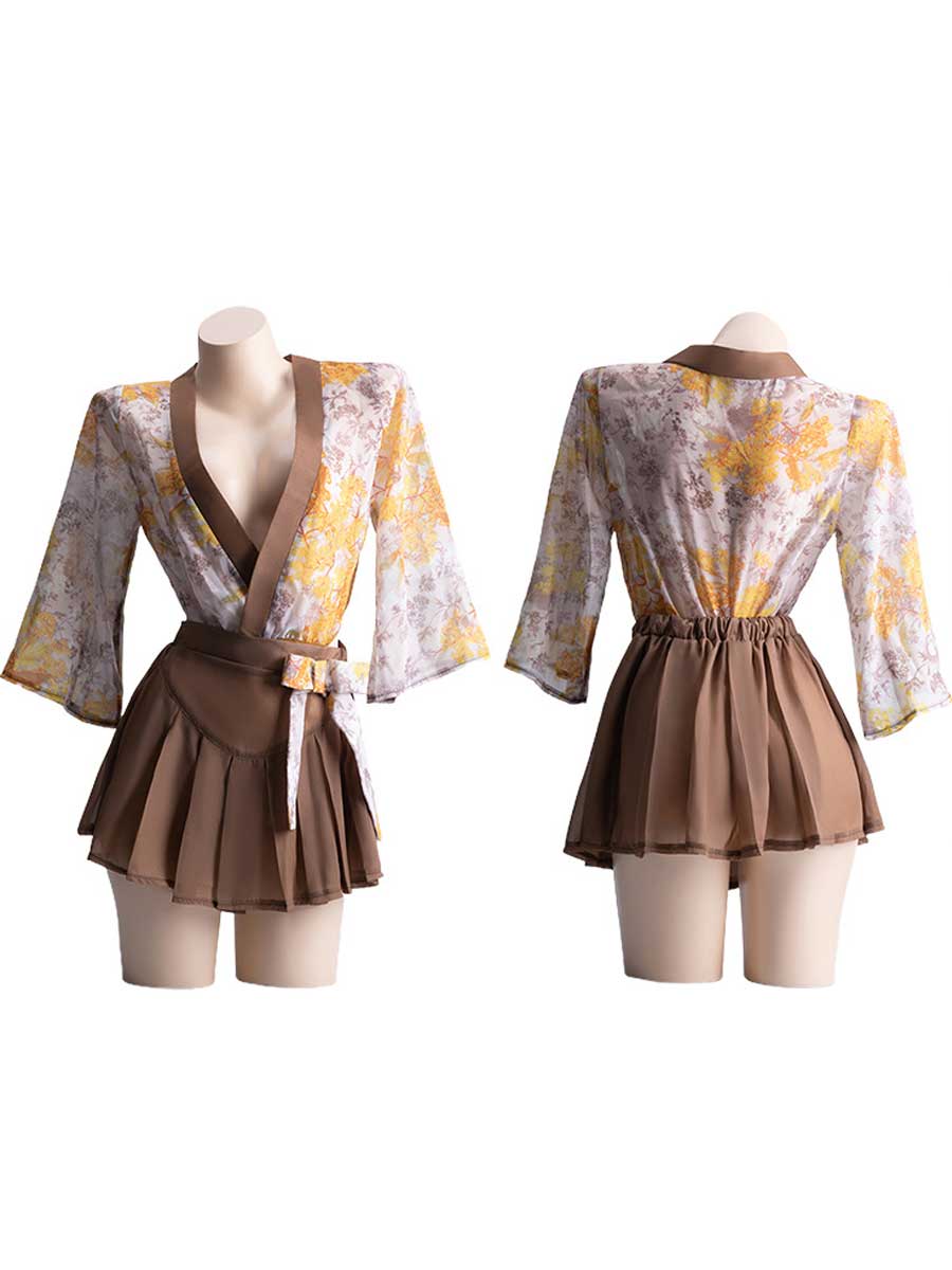 Two Piece Kimono Style Teddy Lingerie