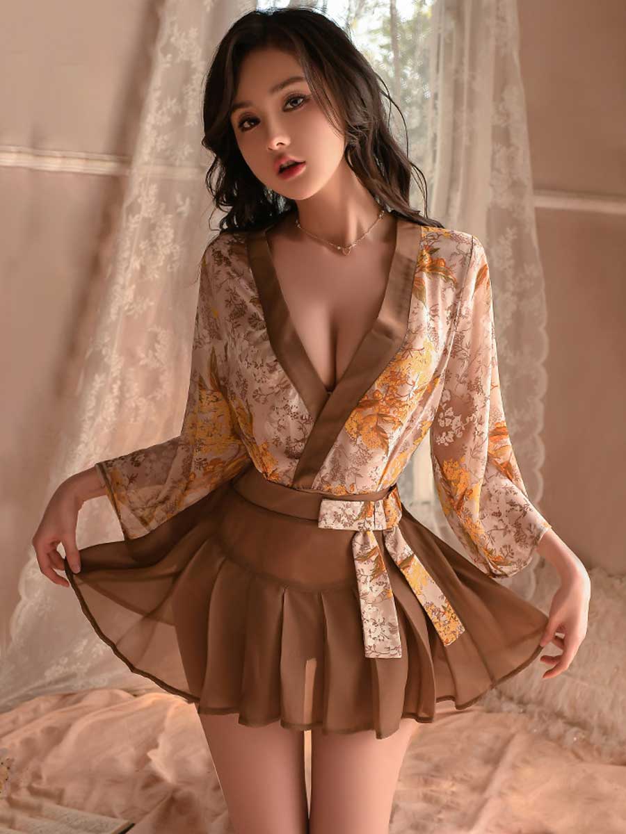 Two Piece Kimono Style Teddy Lingerie