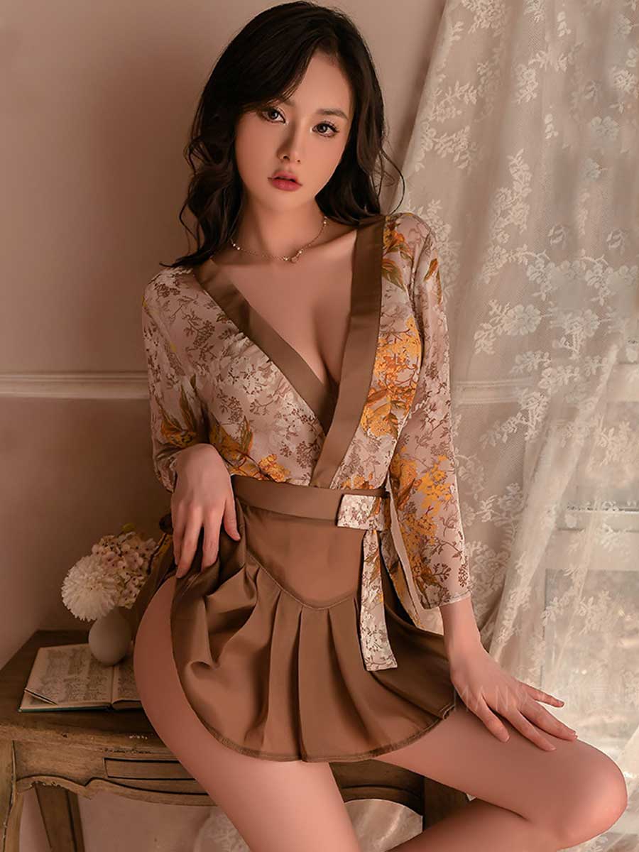 Two Piece Kimono Style Teddy Lingerie