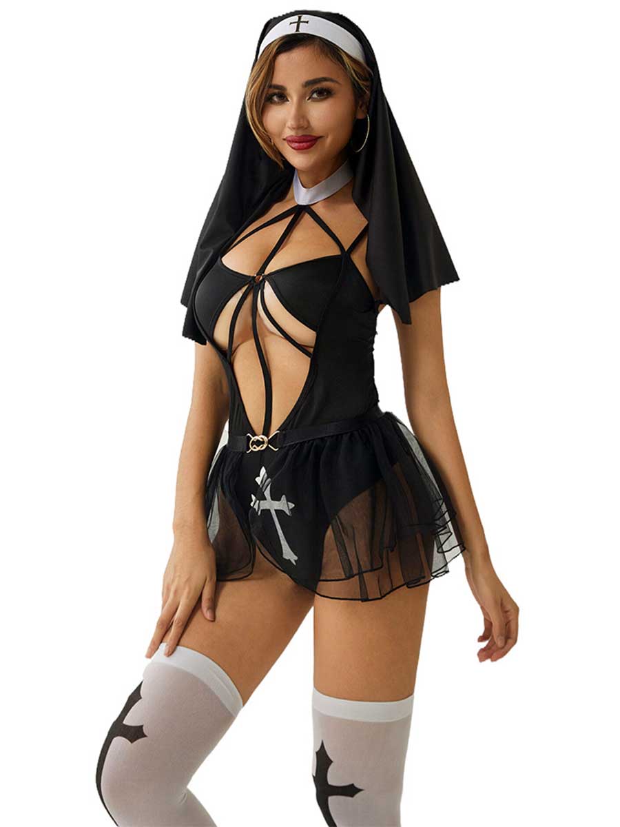 Hot Nun Habit Cosplay Teddy Lingerie