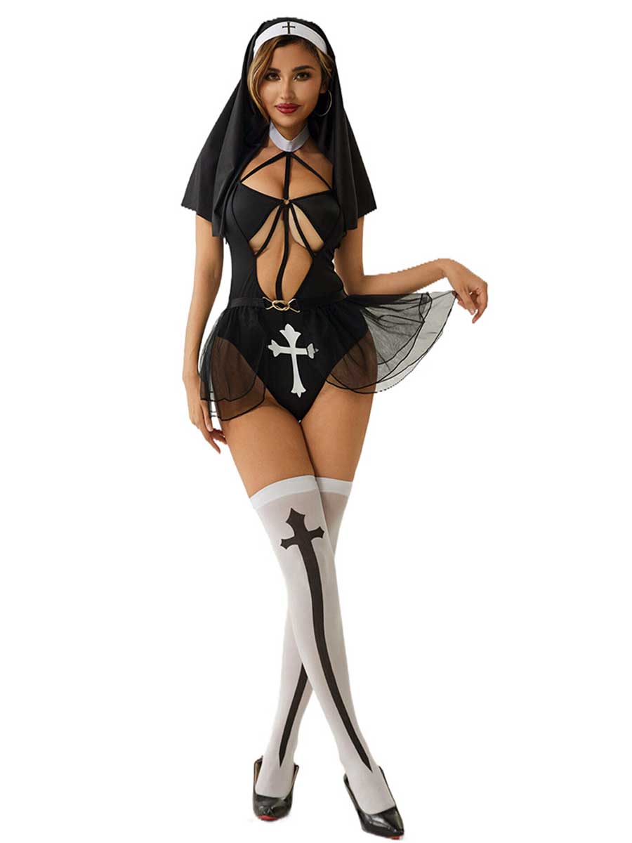 Hot Nun Habit Cosplay Teddy Lingerie