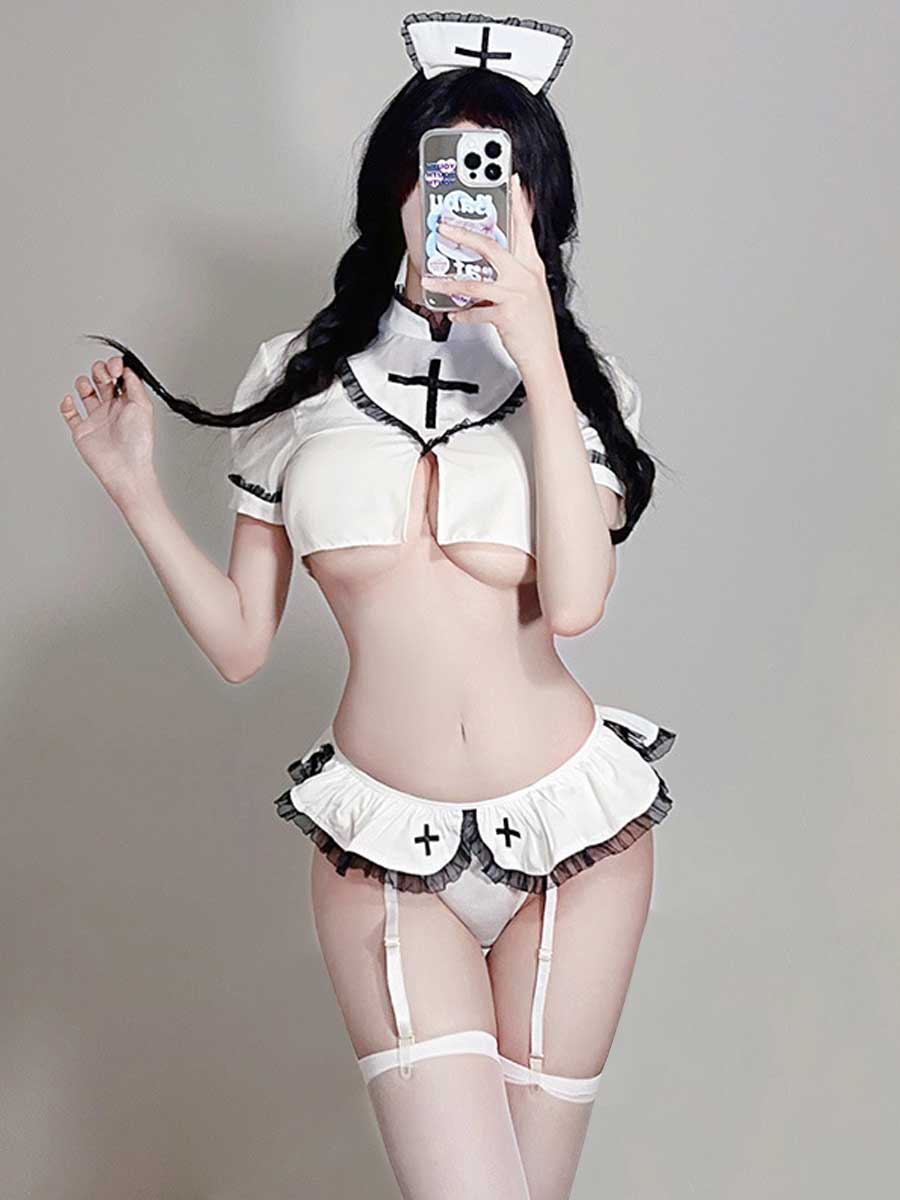 White Nurse Fancy Dress Lingerie Set