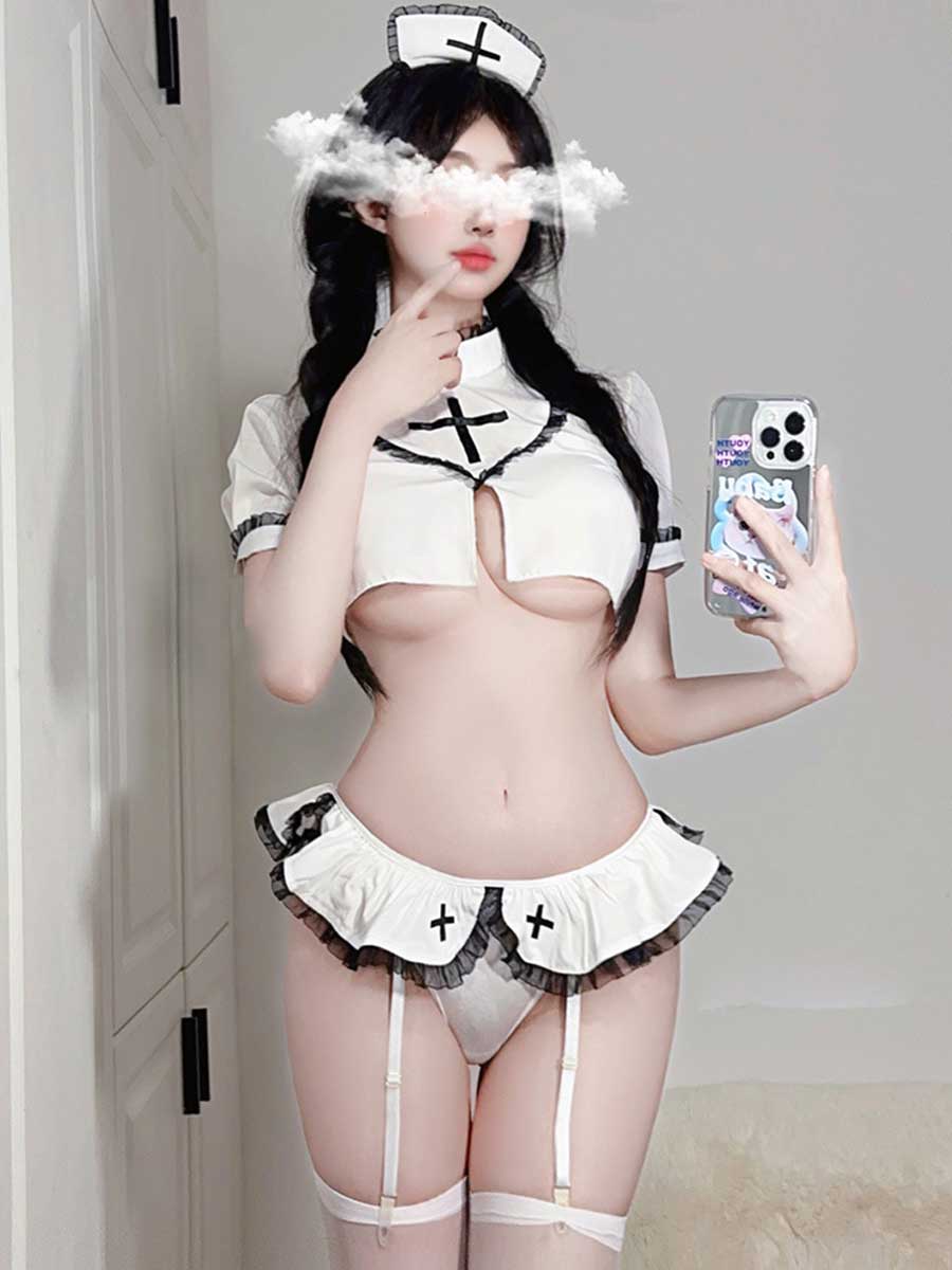 White Nurse Fancy Dress Lingerie Set