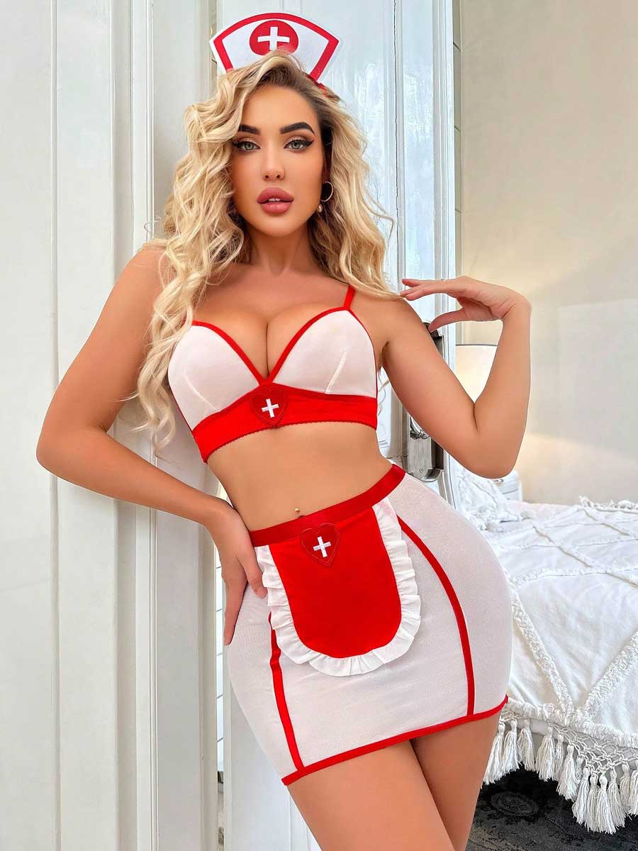 Sexy Nurse Bra and Skirt Set