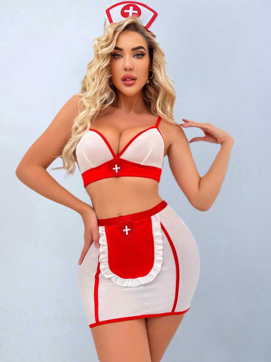 Sexy Nurse Bra and Skirt Set