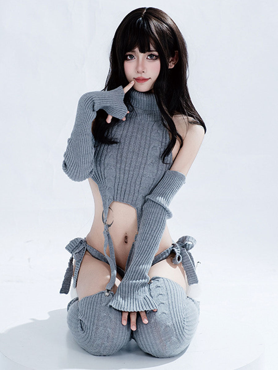 Rib Knit Cosplay Lingerie Set