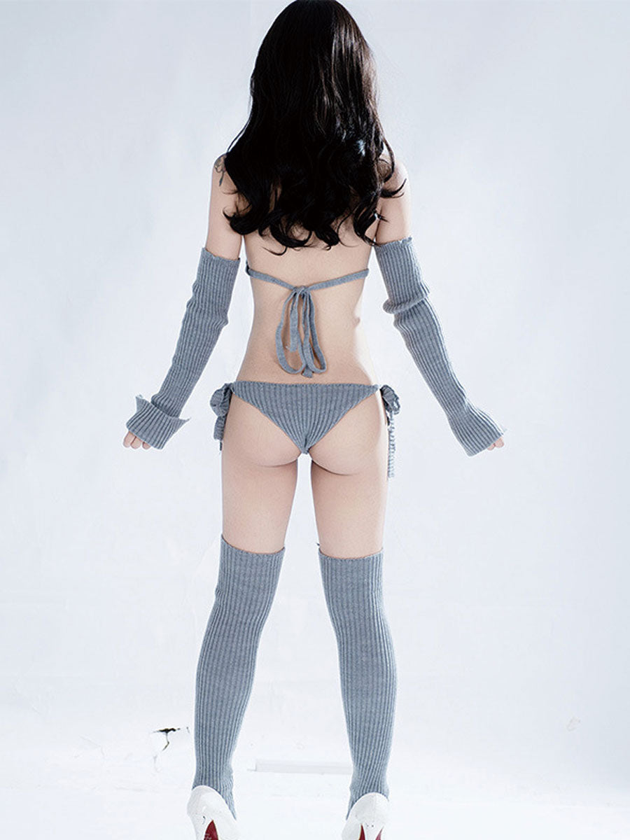 Rib Knit Cosplay Lingerie Set