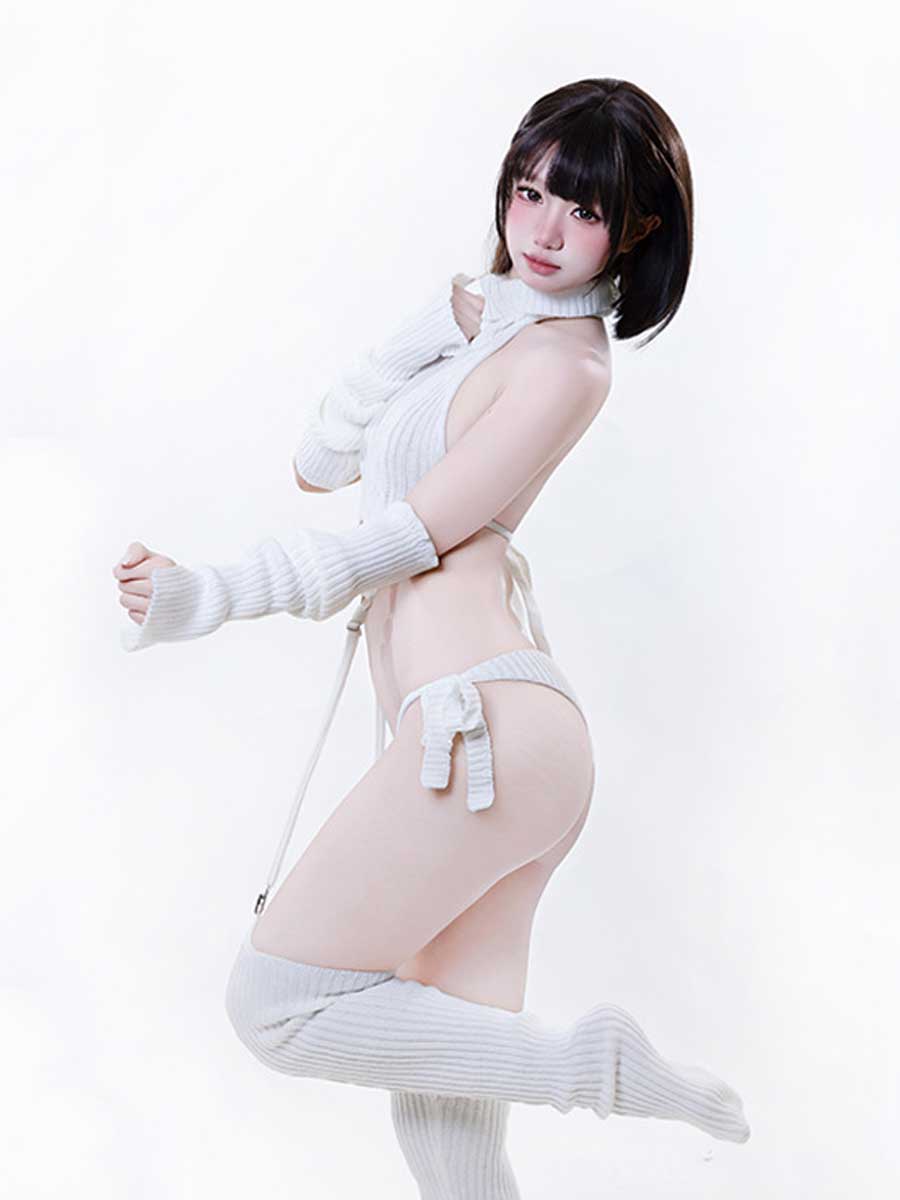 Rib Knit Cosplay Lingerie Set