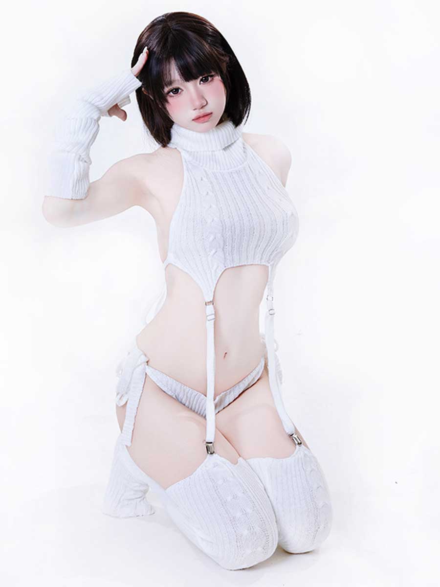 Rib Knit Cosplay Lingerie Set