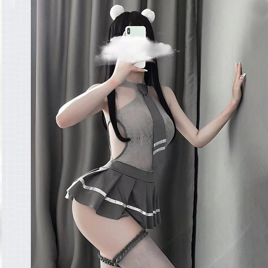 Grey Lace Cosplay Lingerie Dress