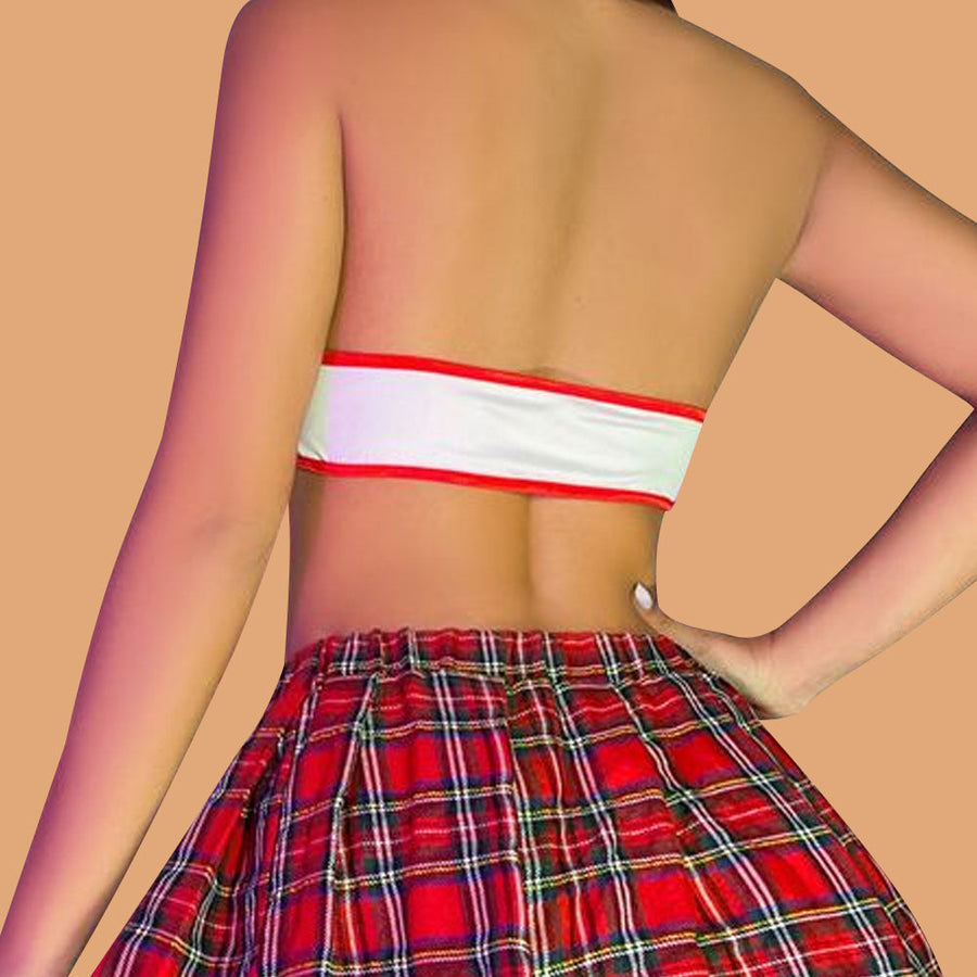 Naughty Plaid Cosplay Mini Skirt Set