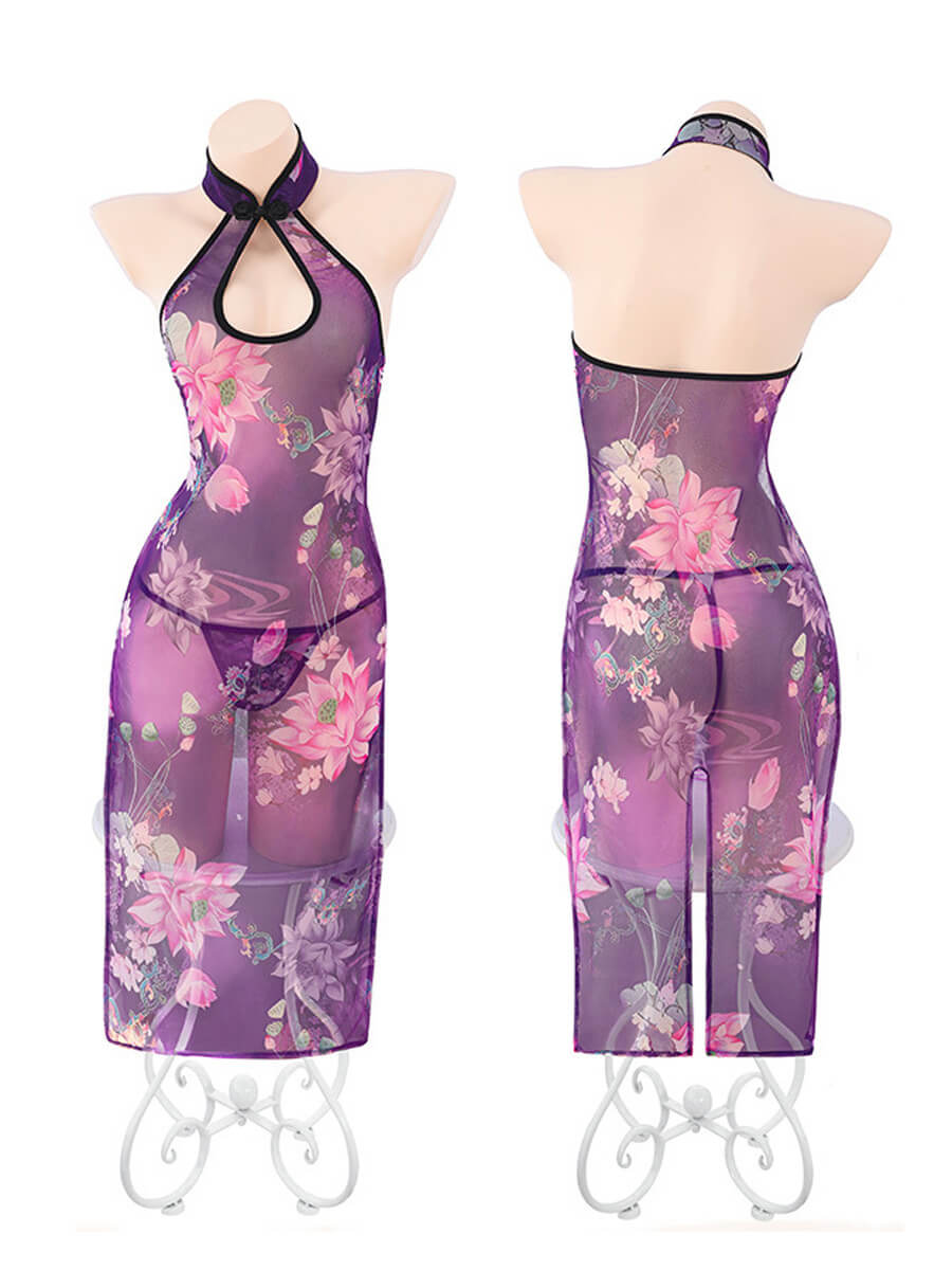 Sheer Mesh Chinese Style Dress