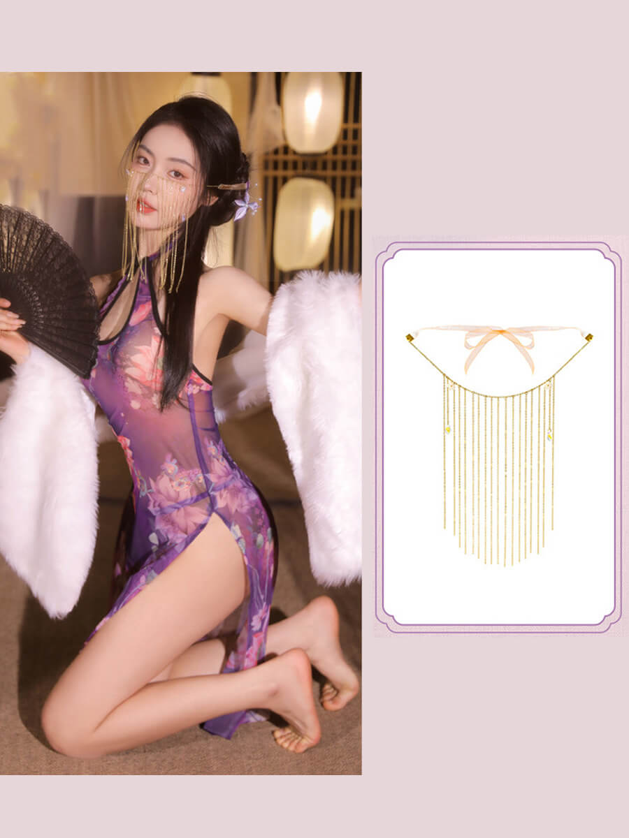 Sheer Mesh Chinese Style Dress