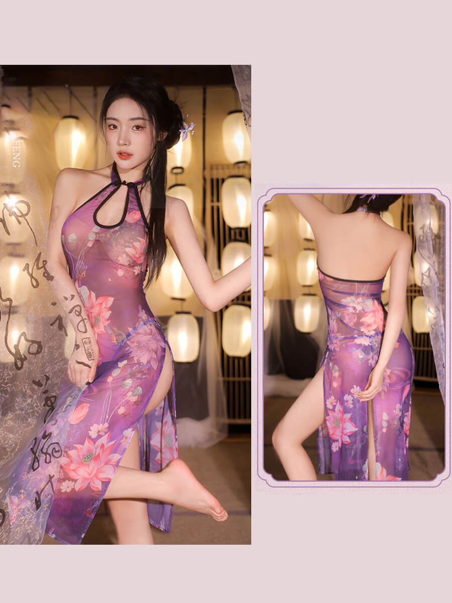 Sheer Mesh Chinese Style Dress