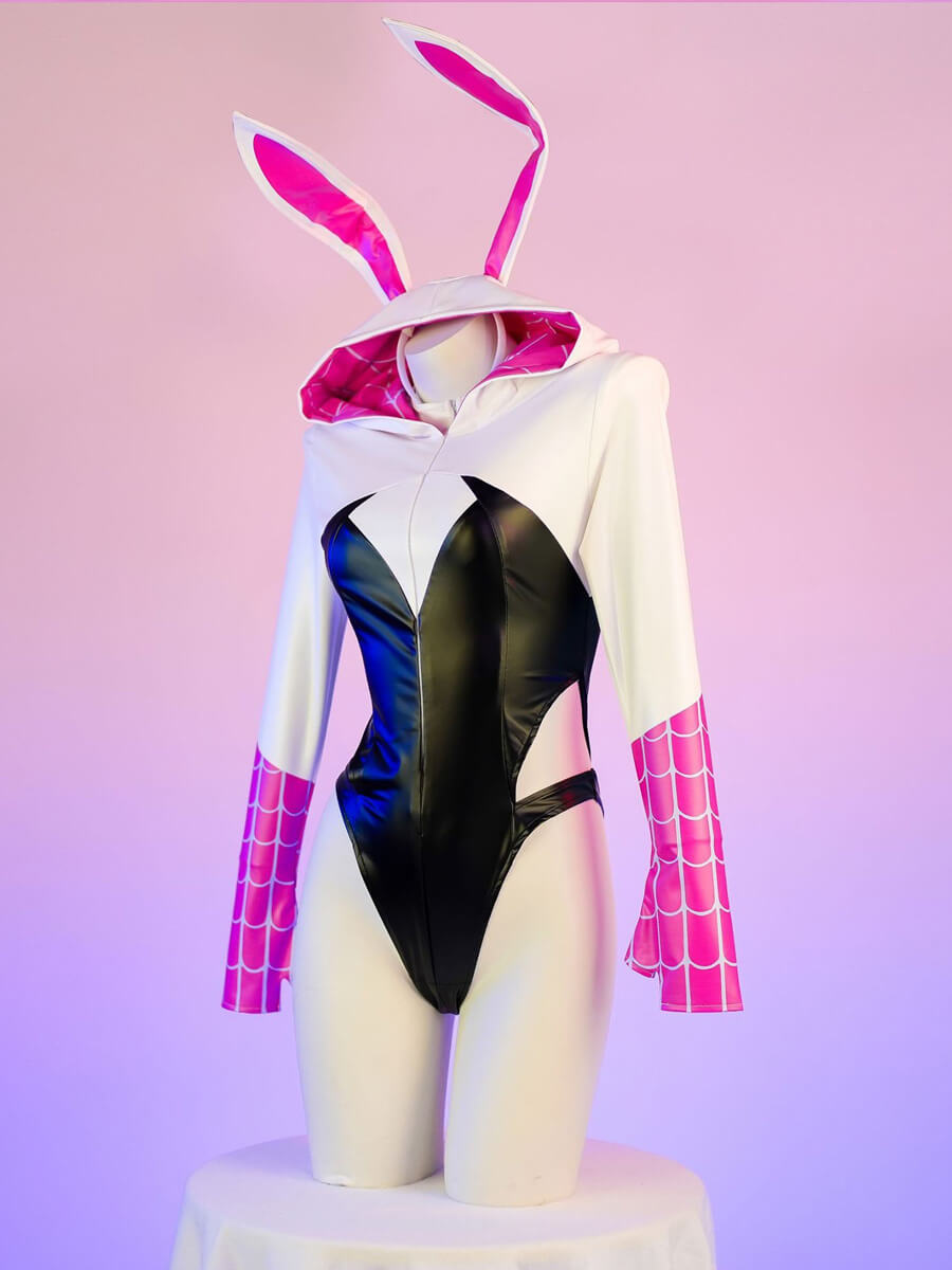 PU Leather Spiderweb Bodysuit