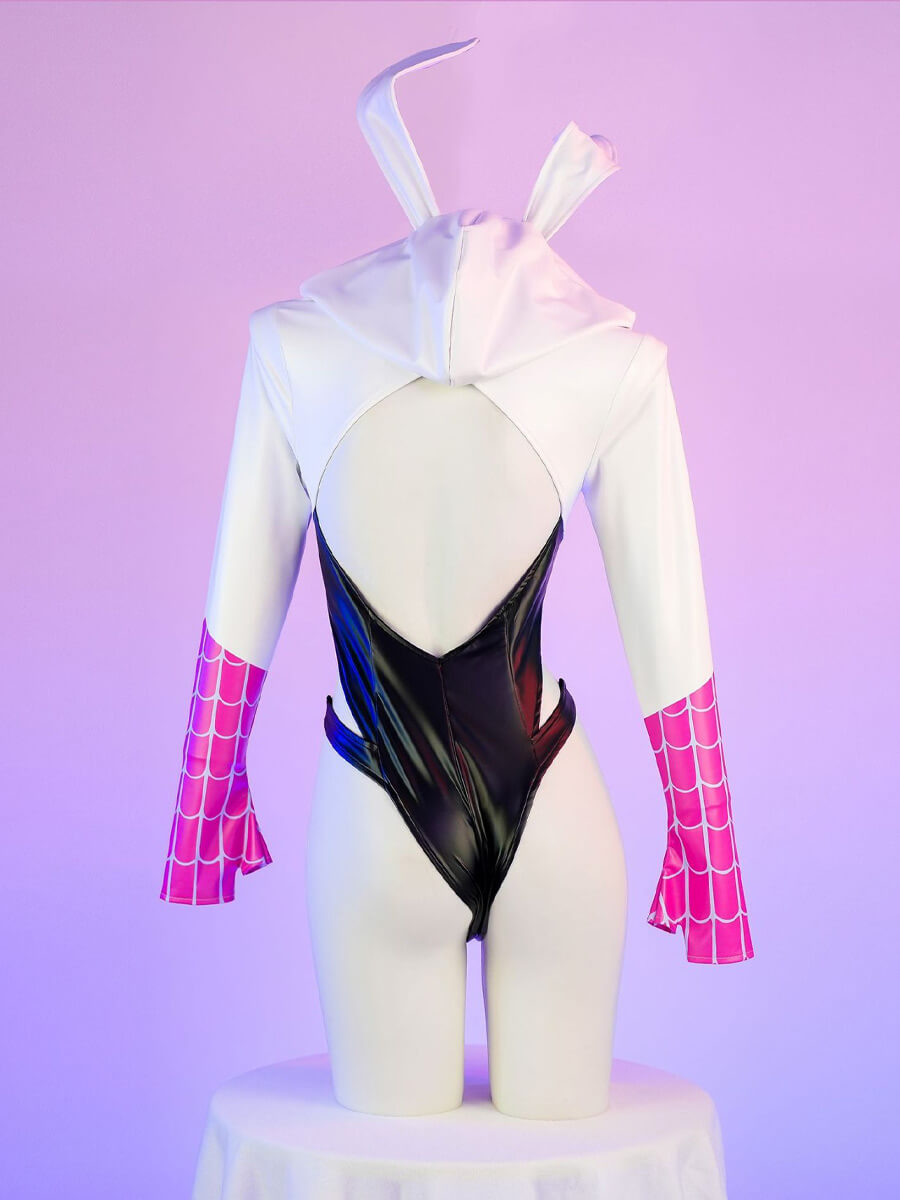 PU Leather Spiderweb Bodysuit