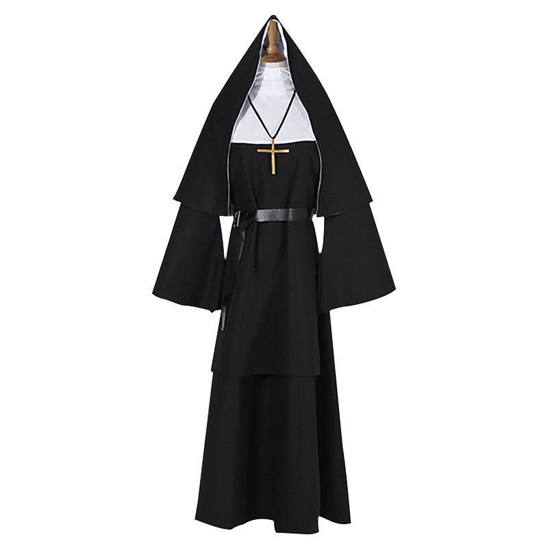 Adult The Nun Valak Costume Plus Size Scary Nun Habit Outfits Priest Halloween Costumes