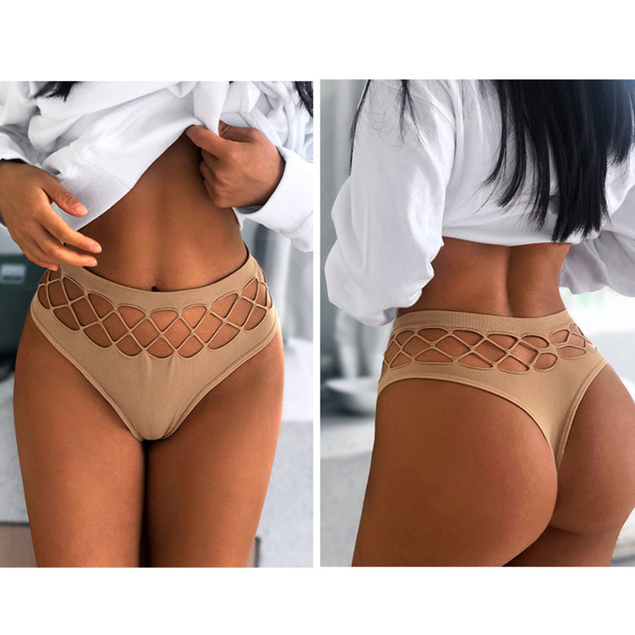 Yomorio 2 Pack Thong Panty Criss-cross Seamless High Waist Hipster Panties