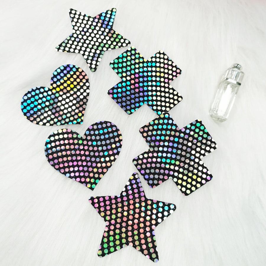 Yomorio 3 Pack Black Reflective Pasties Polka Dot Nippe Covers Pasties