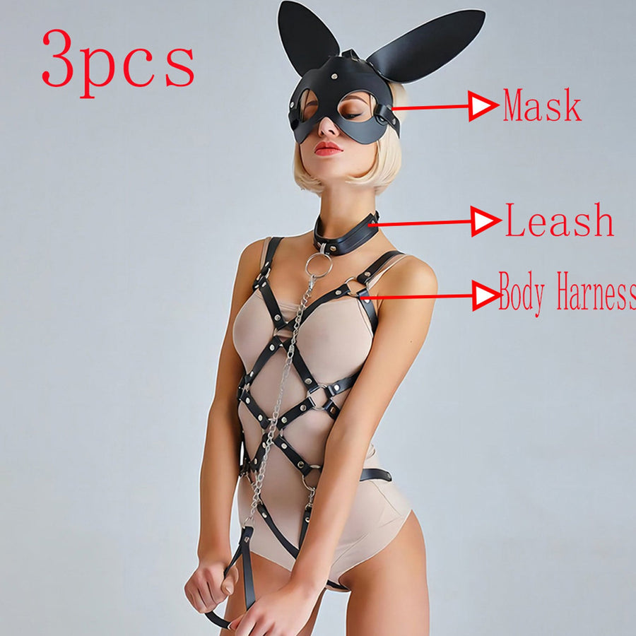 Pu Leather Harness Bodysuit