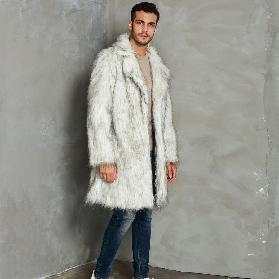 Men's Fur Coat Costume White Faux Fur Outfit Halloween Costumes