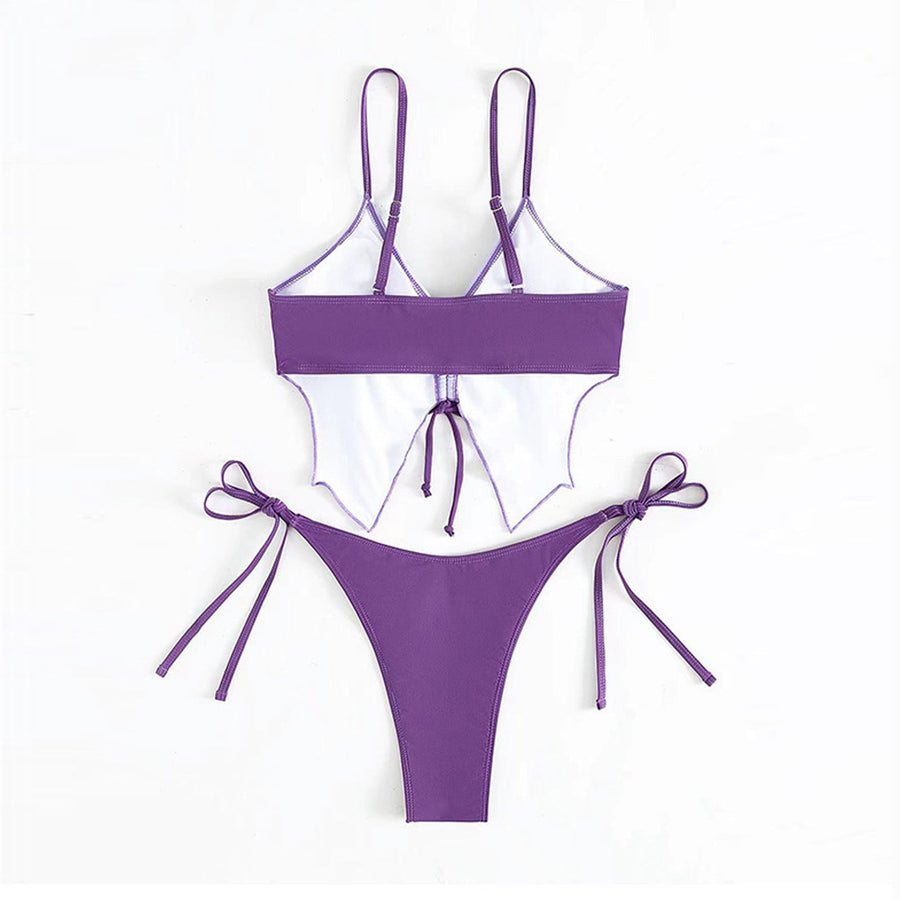 Yomorio Butterfly Bikini Set 2 Piece Drawstring Bikini Top and String Bikini Bottom