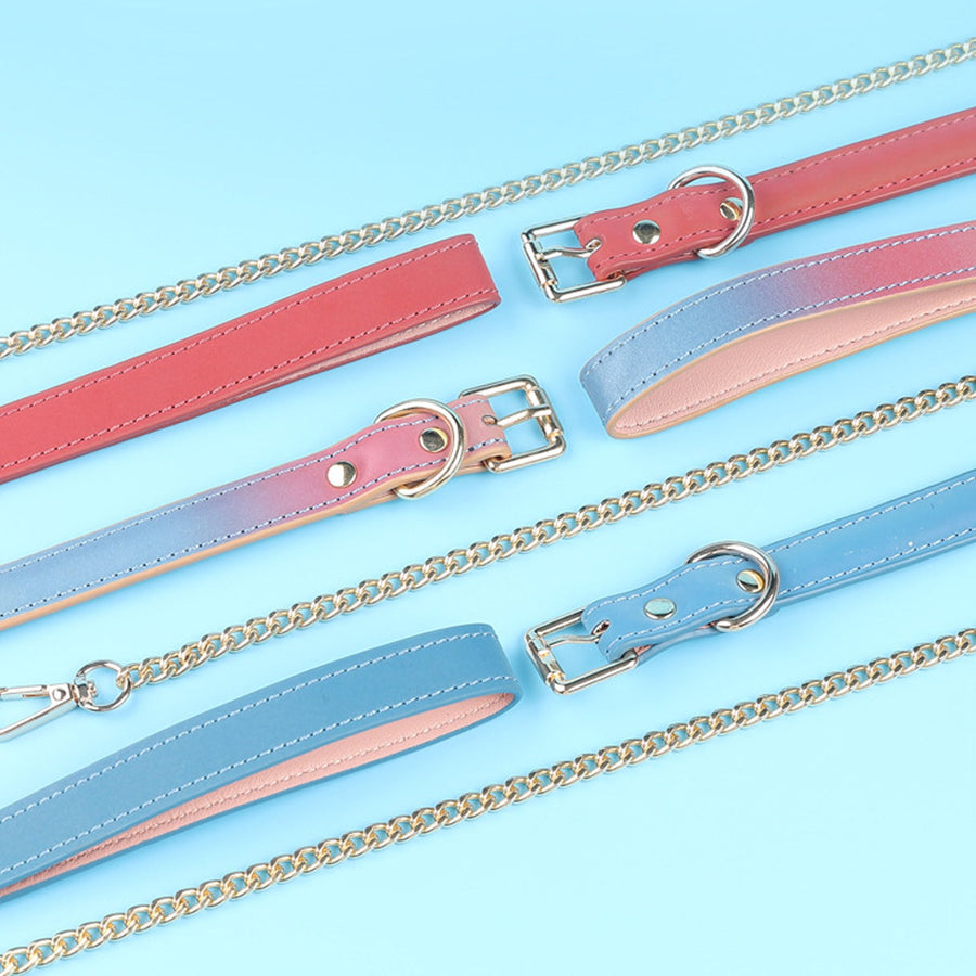 Yomorio Chain Choker Leash Reflective Leather Gothic Necklace Nightclub Leash Belts Neck Accessories