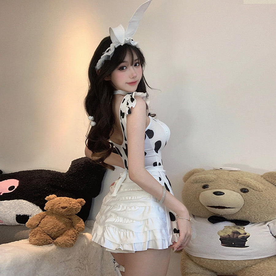 Yomorio Cute Maid Outfit Sweet Lolita Dress Anime Cow Cosplay Lingerie Outfits