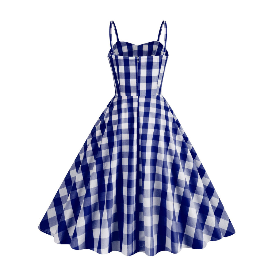 Gingham A-line Midi Dress