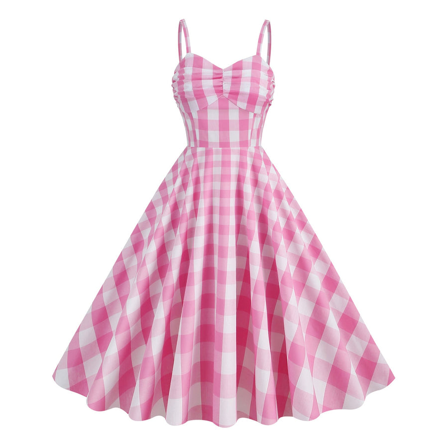 Gingham A-line Midi Dress