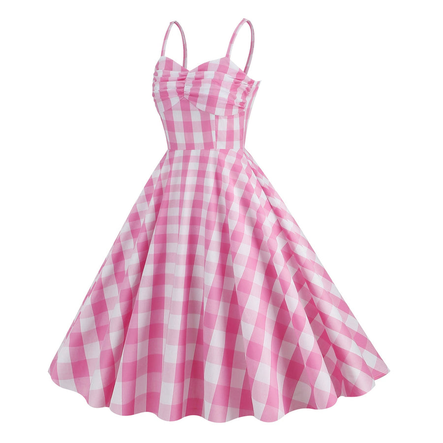 Gingham A-line Midi Dress