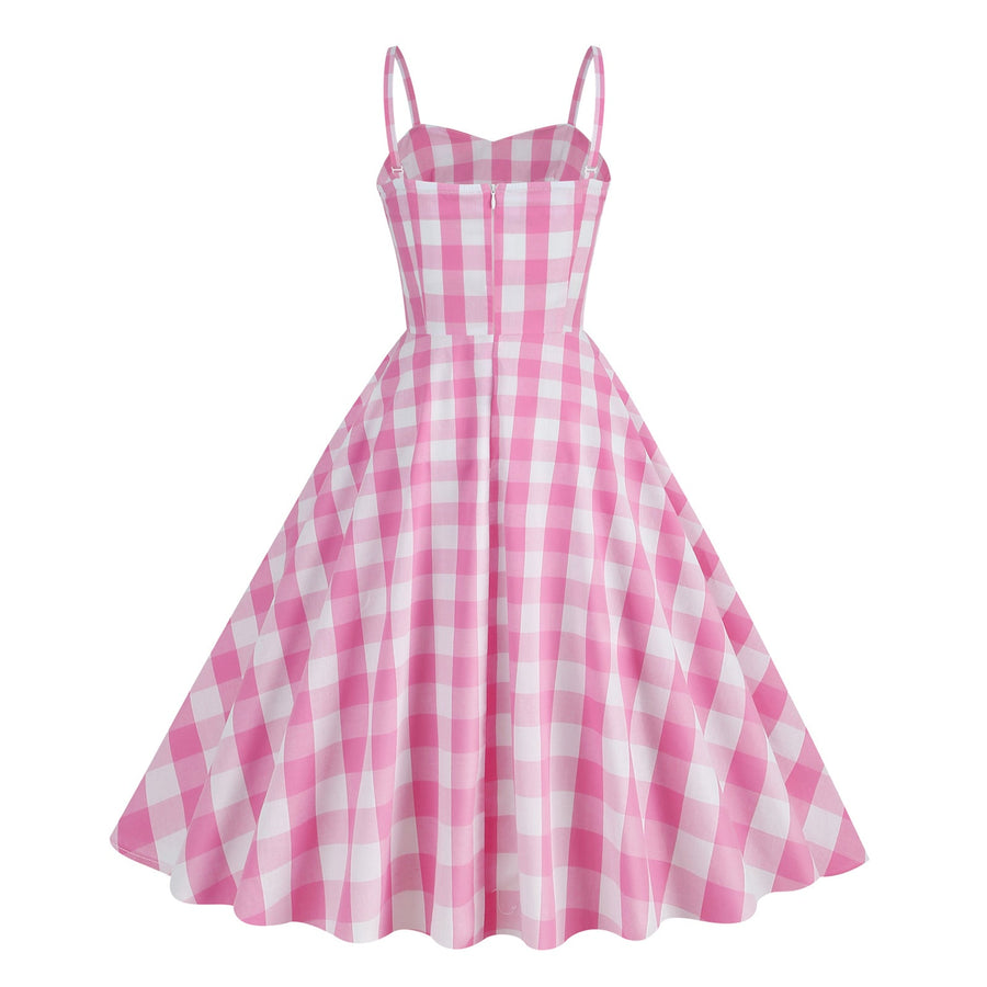 Gingham A-line Midi Dress