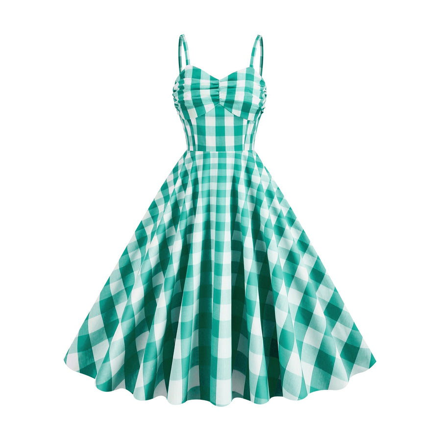 Gingham A-line Midi Dress
