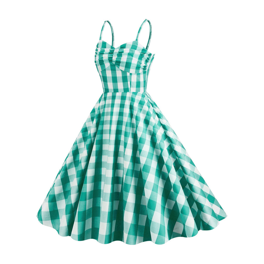 Gingham A-line Midi Dress