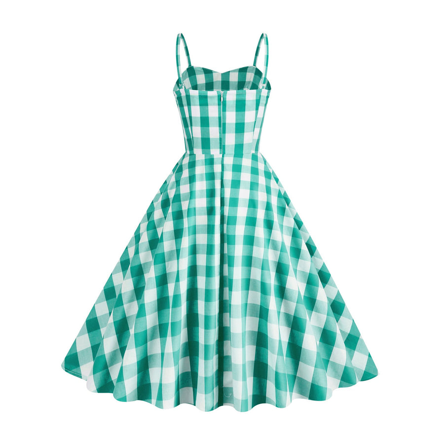 Gingham A-line Midi Dress