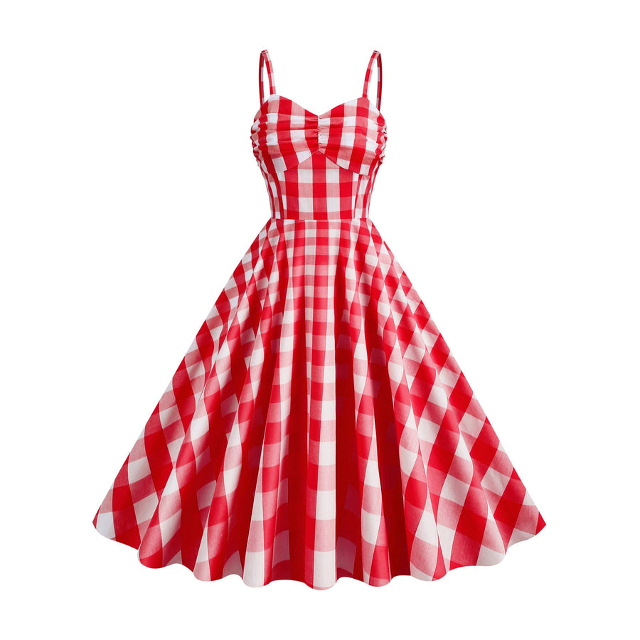Gingham A-line Midi Dress