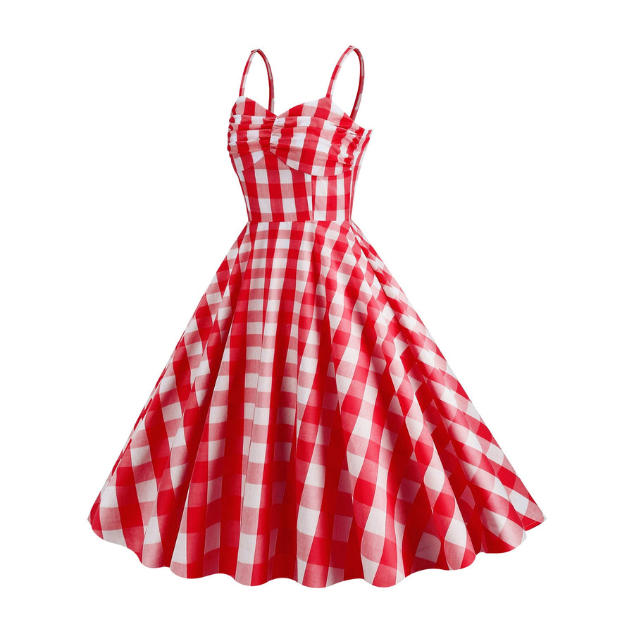 Gingham A-line Midi Dress