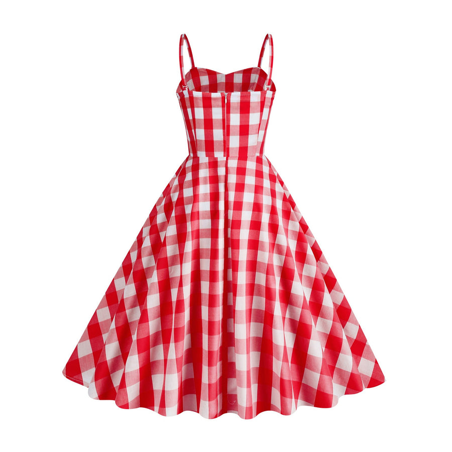 Gingham A-line Midi Dress