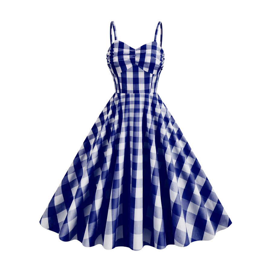 Gingham A-line Midi Dress