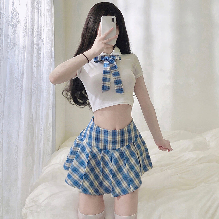 Anime Japanese Plaid Skirt Set