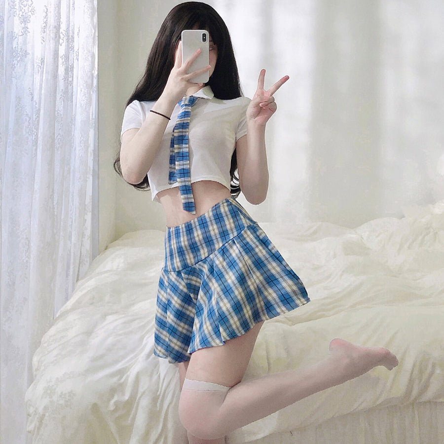 Anime Japanese Plaid Skirt Set