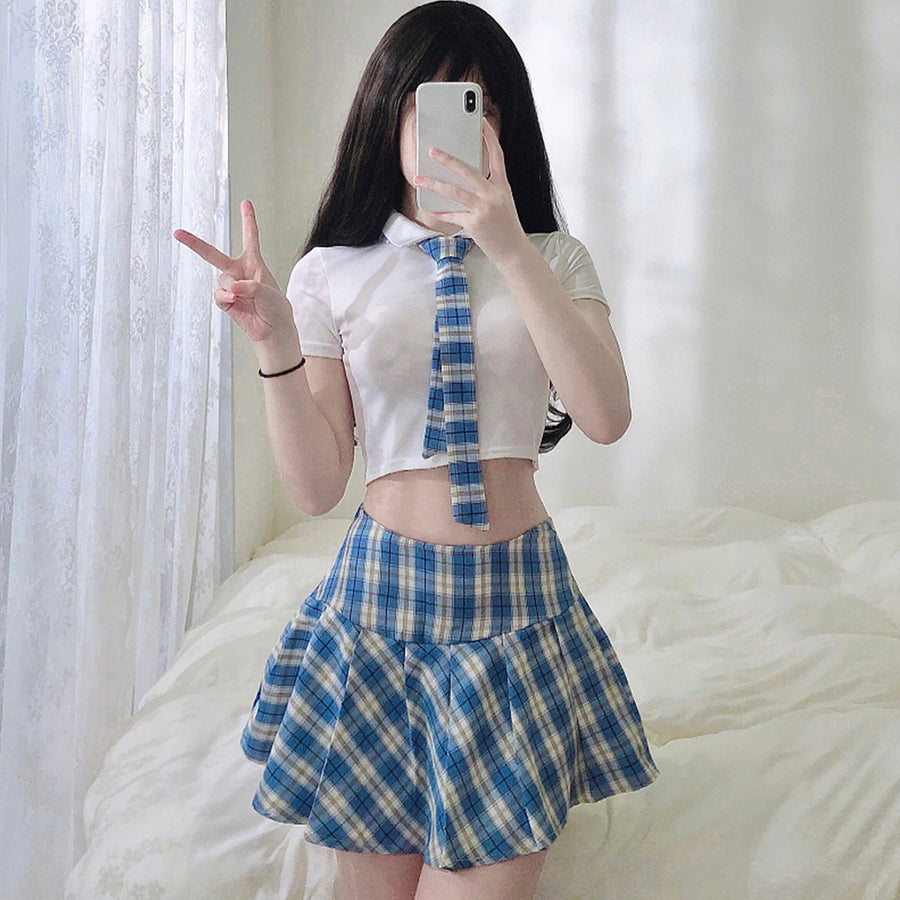 Anime Japanese Plaid Skirt Set