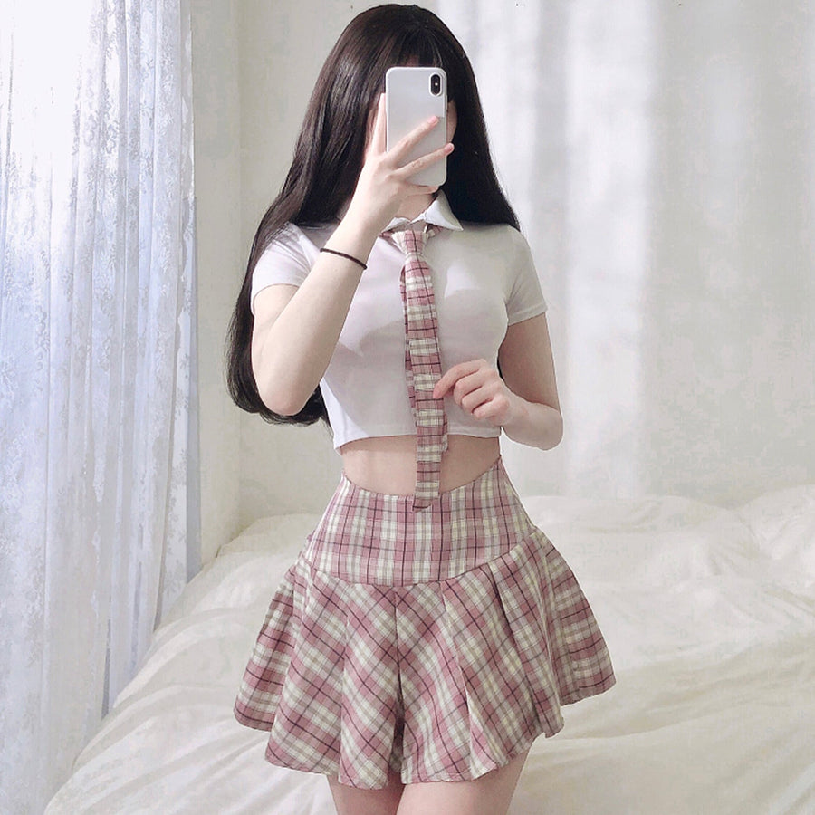 Anime Japanese Plaid Skirt Set