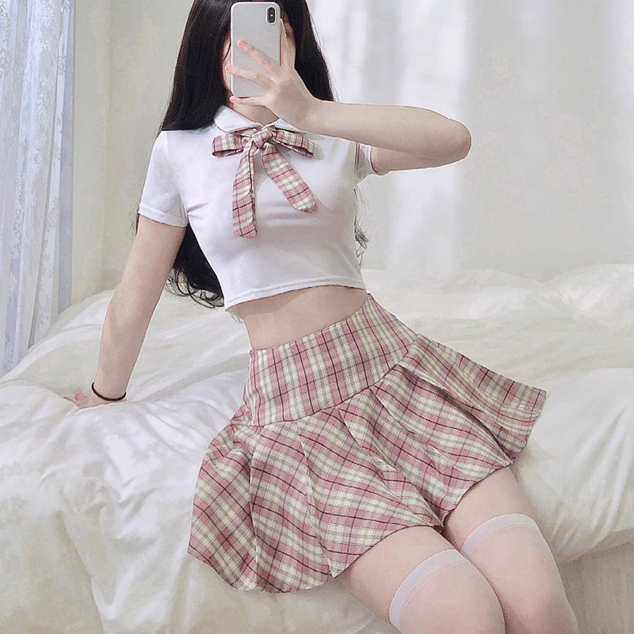 Anime Japanese Plaid Skirt Set