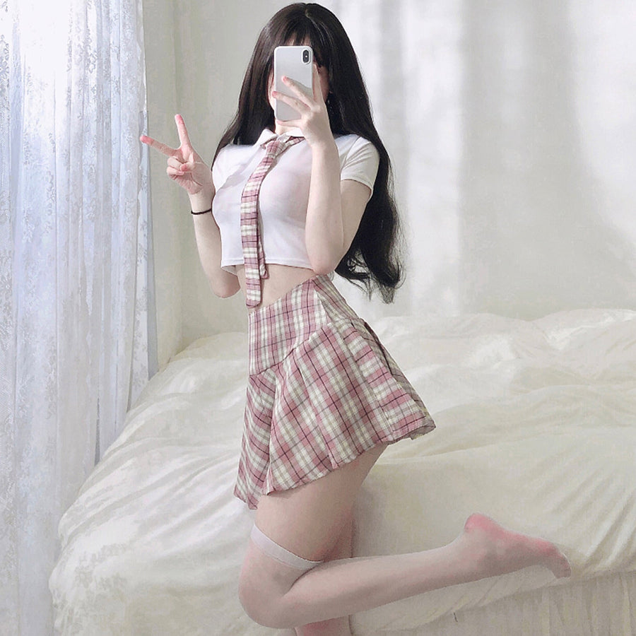 Anime Japanese Plaid Skirt Set