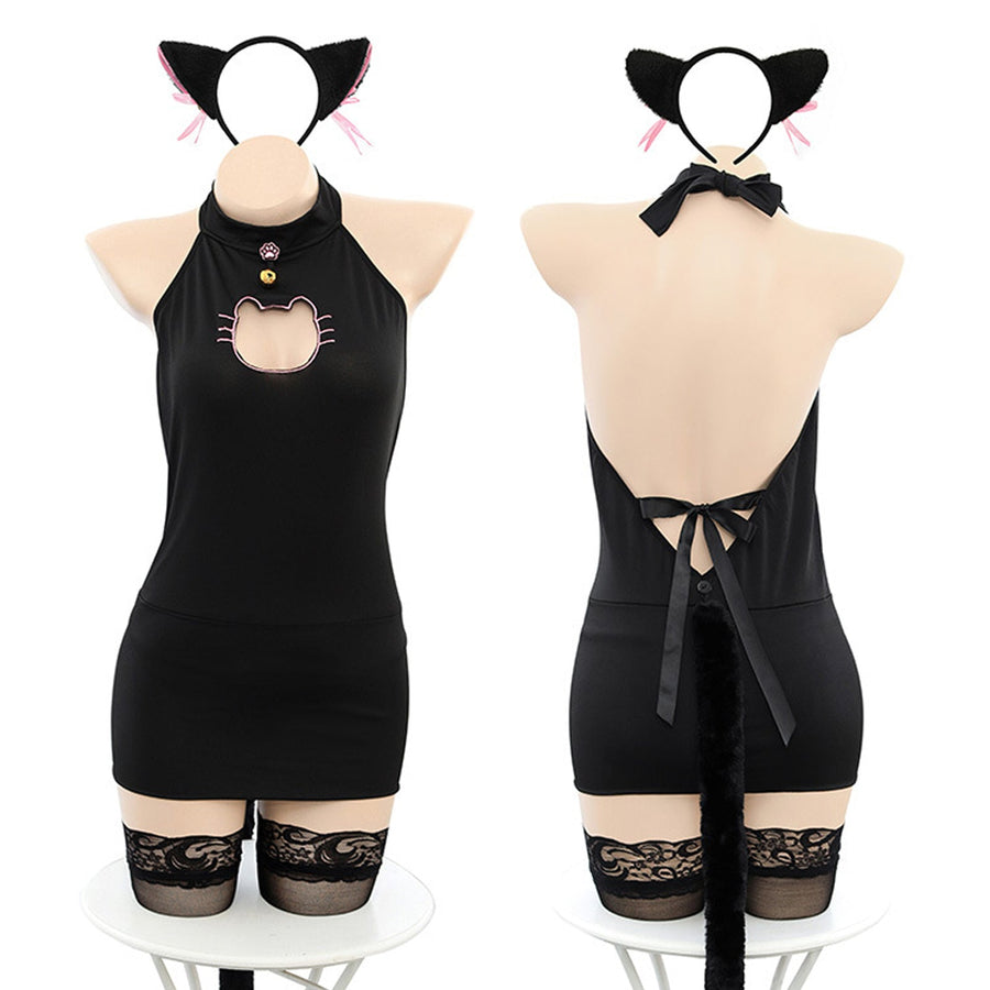 Yomorio Anime Neko Cat Girl Lingerie Dress Kawaii Kitten Costume Backless Cosplay Bodycon Dress