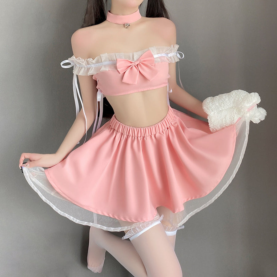 Yomorio Naughty Cat Girl Lingerie Set Pink Neko Outfit Anime Cosplay Costumes