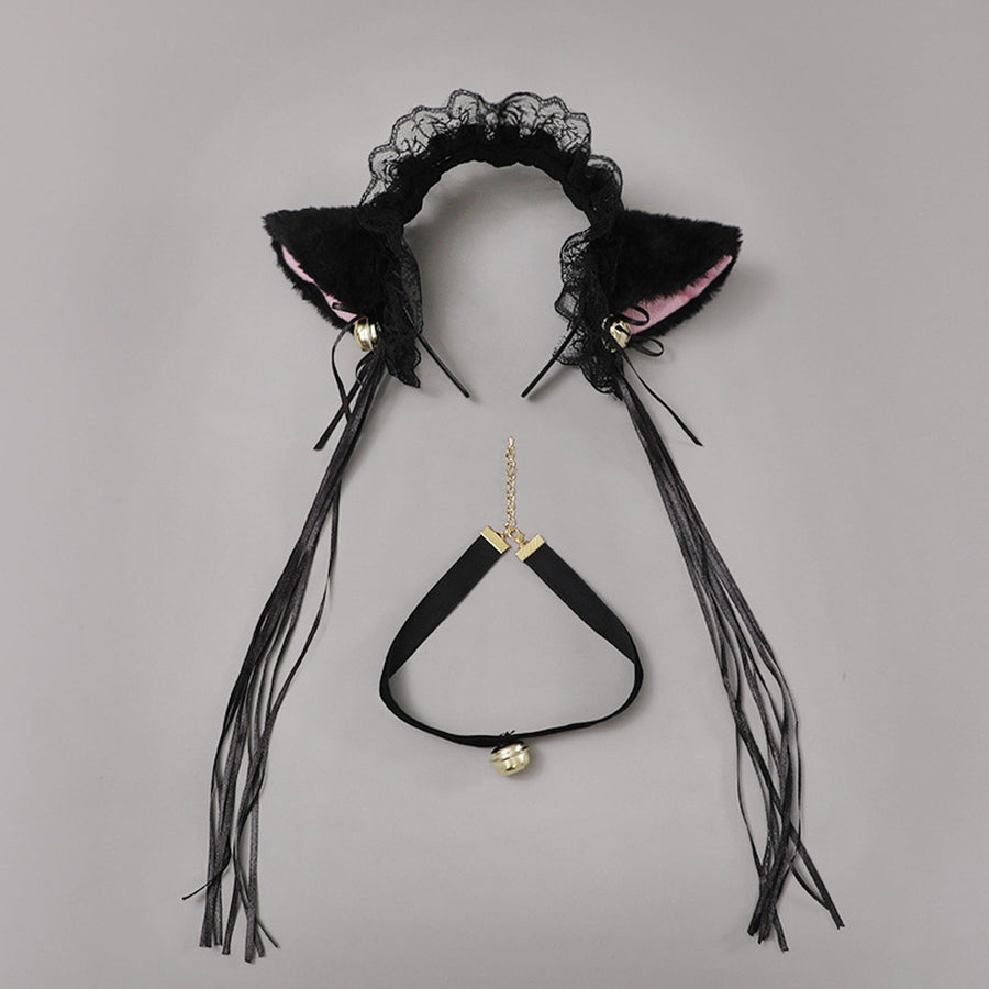 Yomorio Neko Girl Headband and Choker Lace Cat Ears Headpiece 2 Piece Cat Cosplay Accessories